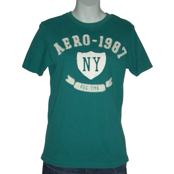 Aeropostale Tee Shirt Vintage y2k 2000s Noughties Mallgoth Turquoise Distressed - Picture 1 of 7
